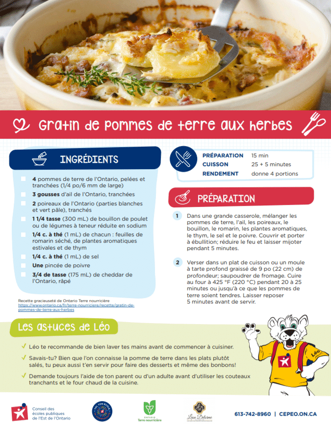 Recette de gratin de pommes de terre