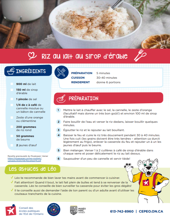 Riz au lait au sirop d'érable