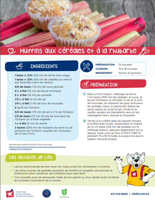 Recette muffins aux céréales et à la rhubarbe